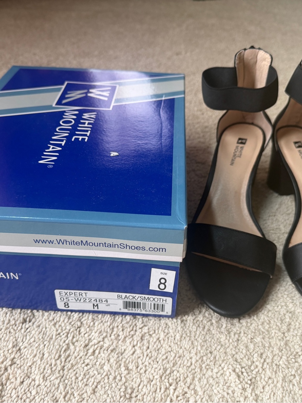 White Mountain Expert Black Smooth Ankle-Strap Heels - Women's